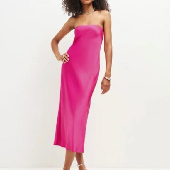 BEST Reformation Joana Silk Maxi Dress Gown Small Flambe Pink Cocktail Party - Picture 4 of 7